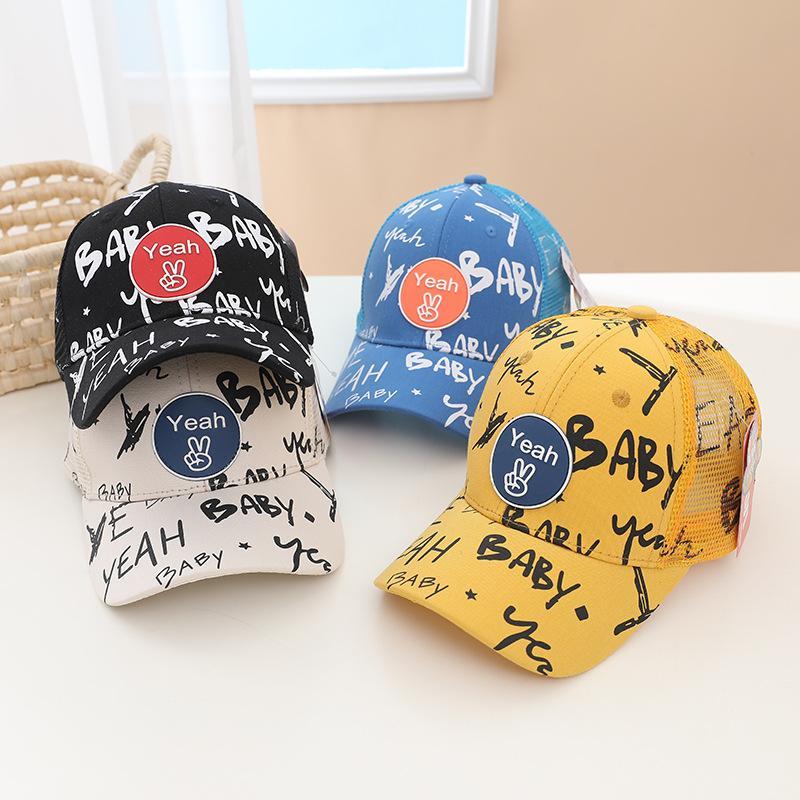Children Graffiti Print Kids Sunshade Mesh Cap