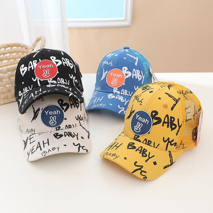 Children Graffiti Print Kids Sunshade Mesh Cap