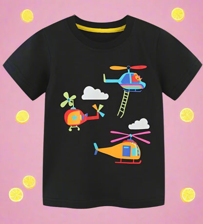 Boys' short sleeve T-shirt cartoon round neck printed children