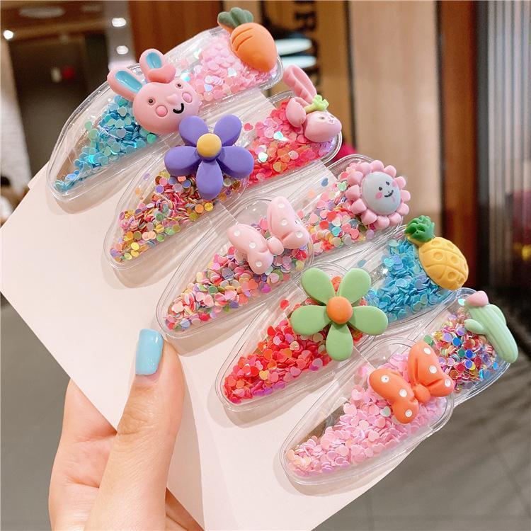 Color Quicksand Transparent PVC Children's Hairpin 10pcs/set