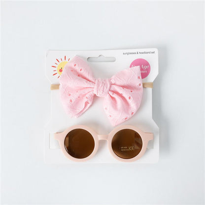 Children's Sunglasses Hollow Bow Hair Band 2pcs/Set
