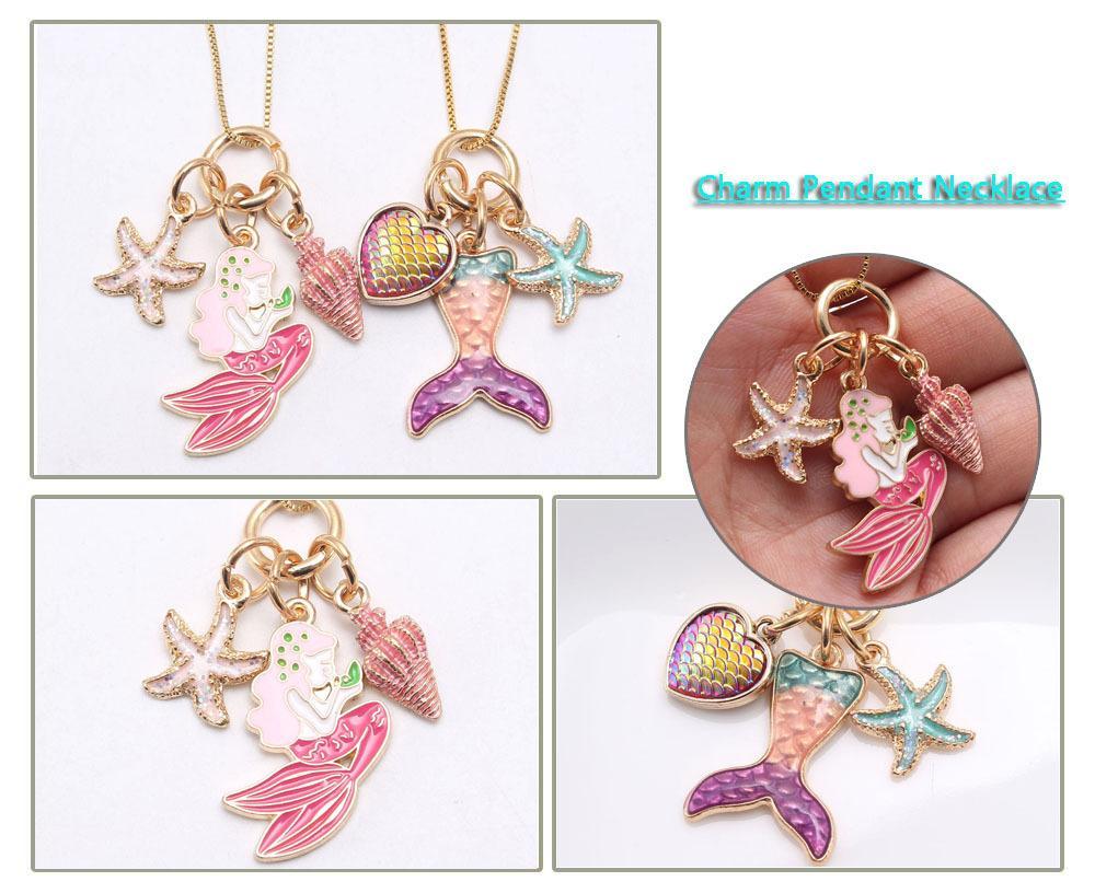 Oil dripping Mermaid Pendant Chain Necklace