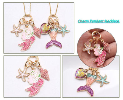 Oil dripping Mermaid Pendant Chain Necklace
