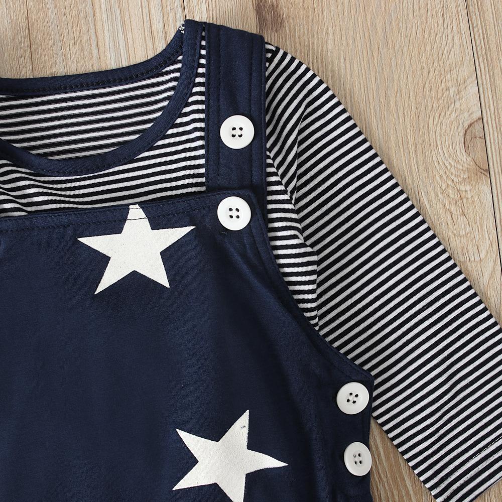 Top Striped Tee Strap Pants Children's Suit