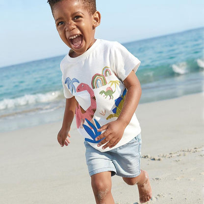 Round neck knitted cotton short sleeve children's T-shirt