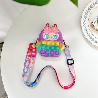 Children's Coin Purse Pink Bow Doll Press Toy