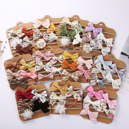 Children's Hair Tie Handmade Bow Hair Band 5pc/set