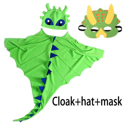 Dinosaur Cape Hat Mask Children Dress Up Halloween Cosplay