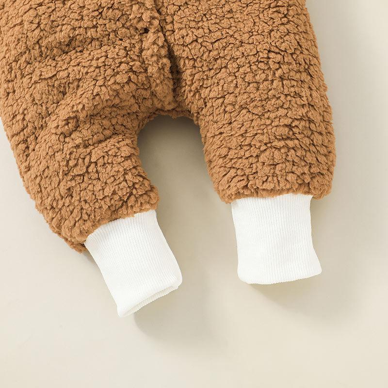 Baby's Solid Color Hooded Jumpsuit