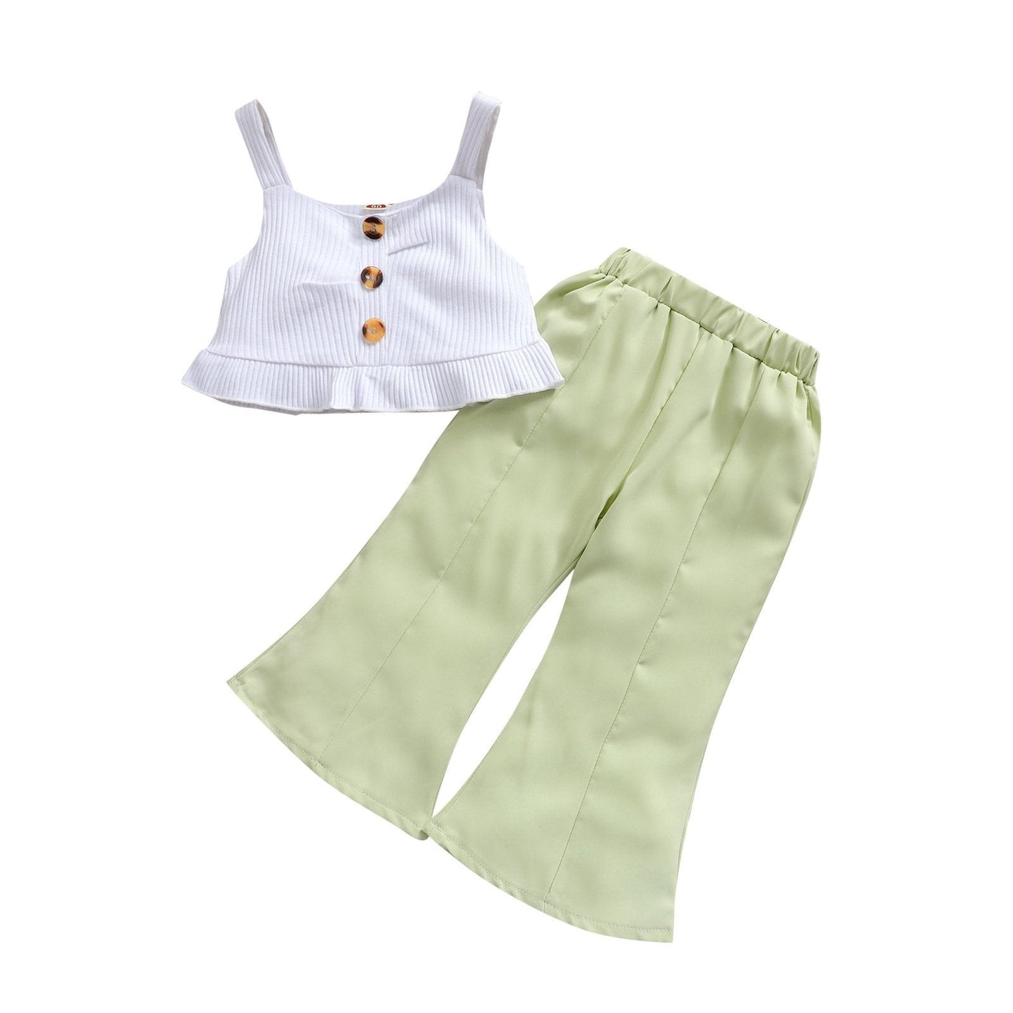 Suspender blouse pit strip coat green horn trousers two-piece set