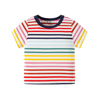 Children's cute striped short sleeve boys' T-shirt