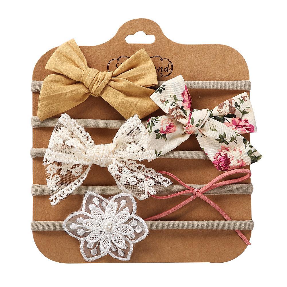 Children's Hair Tie Handmade Bow Hair Band 5pc/set
