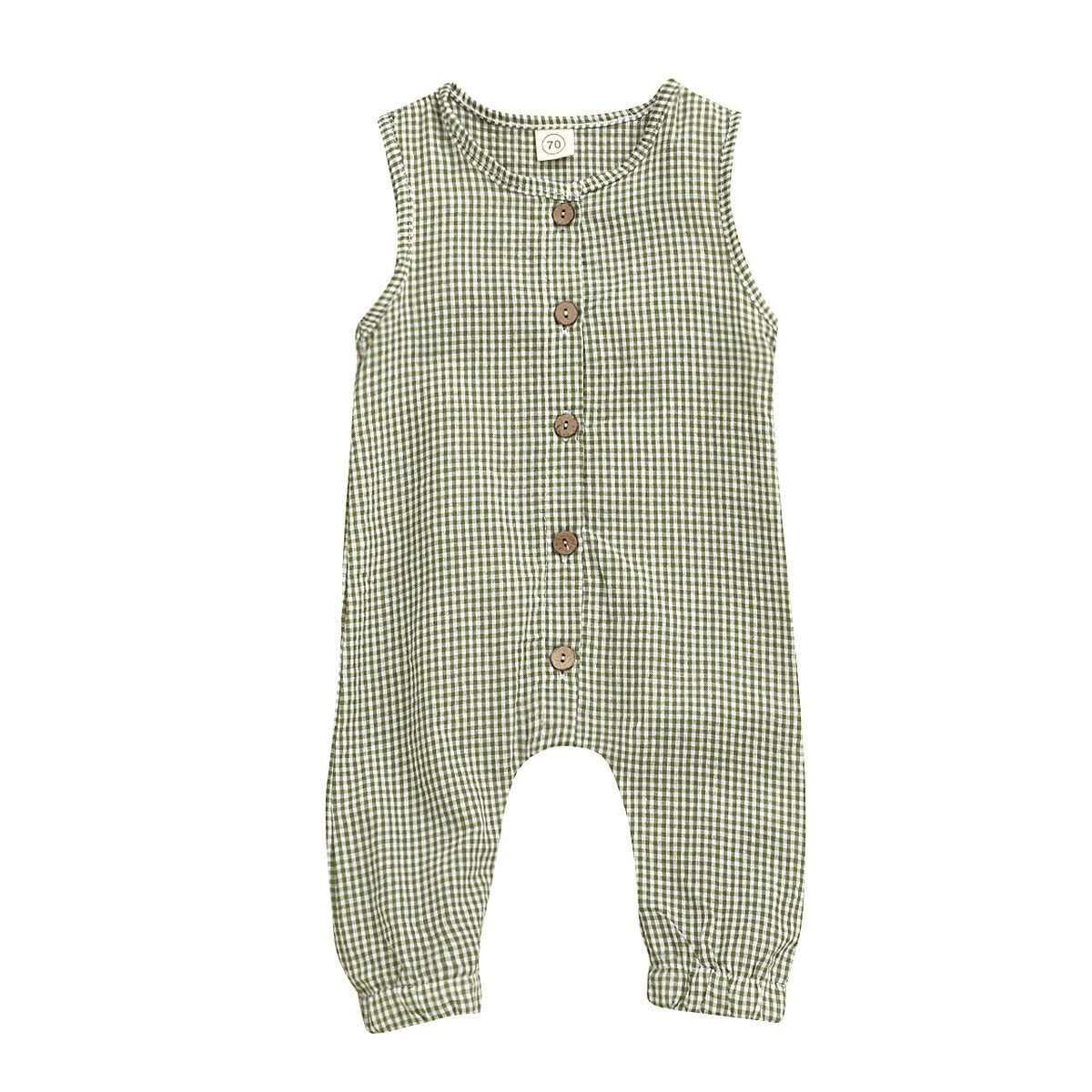 Sleeveless striped single breasted Khaki