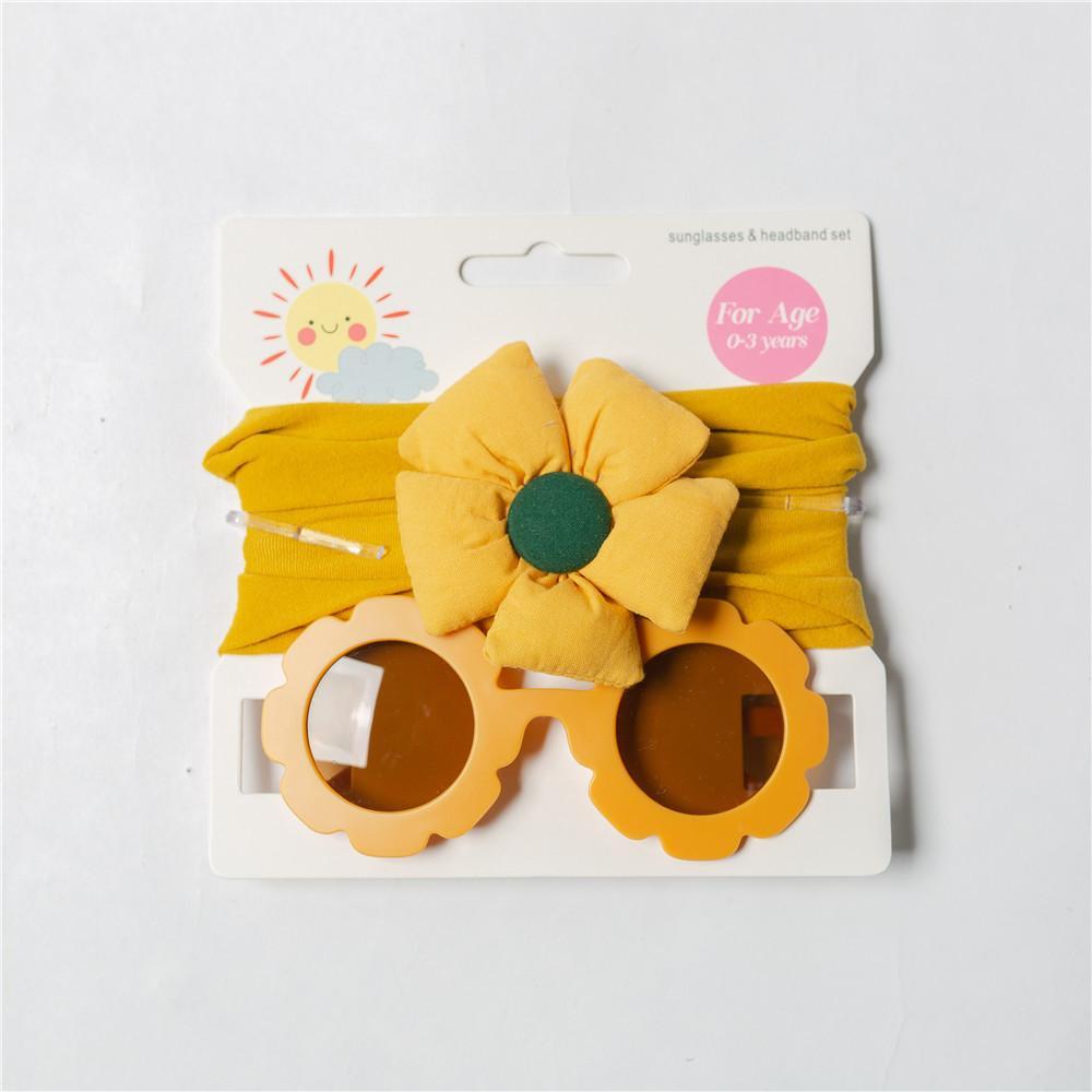 Children's Hair Band Glasses Flower Sunglasses Headband Set