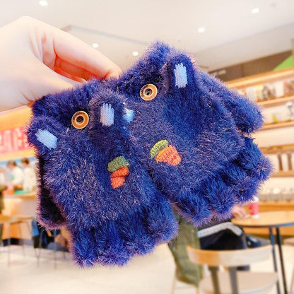 Children's Thickened Warm Half Flip Gloves