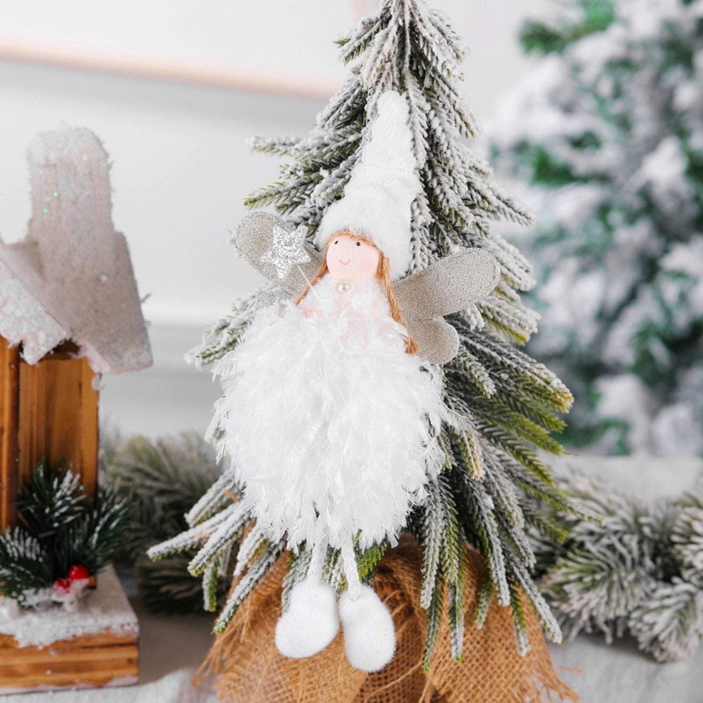 Christmas Tree Decoration Pendant Cute Feather Angel Ornaments