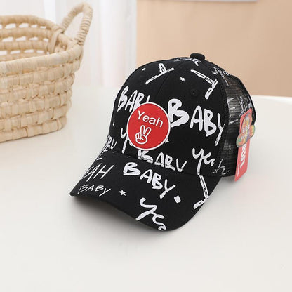 Children Graffiti Print Kids Sunshade Mesh Cap