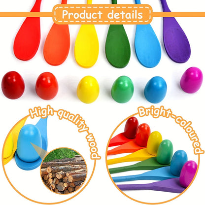 Egg Spoon Race Game Sets Wooden Egg Balance Game Relay