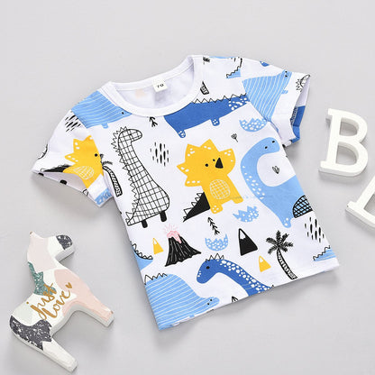 Boys' short sleeve cartoon animal print T-shirt I