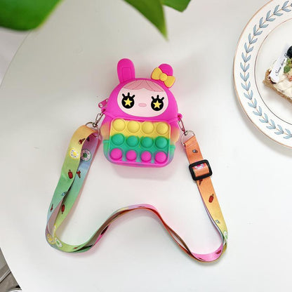 Children's Coin Purse Pink Bow Doll Press Toy