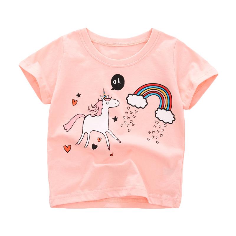 Children's Short Sleeved Children's T-shirt Cotton Round Neck Girls' T-shirt