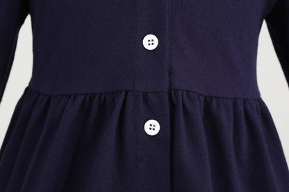 Children's Lapel Plaid Contrast Long Sleeve Cotton Dress