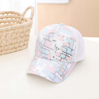 Summer Colorful Sequin Stitching Children's Mesh Cap