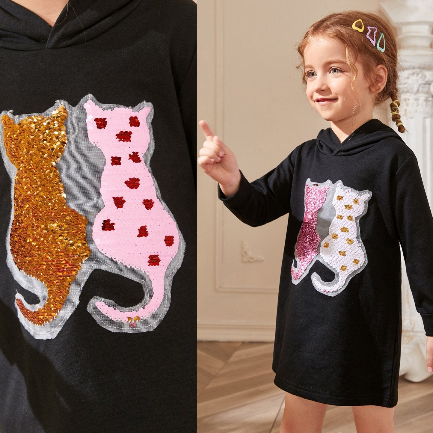 Sequin flip cartoon skirt baby Sweatshirt skirt A-line skirt