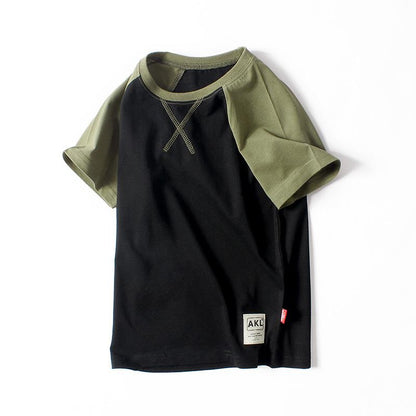 Children's short sleeved contrast top