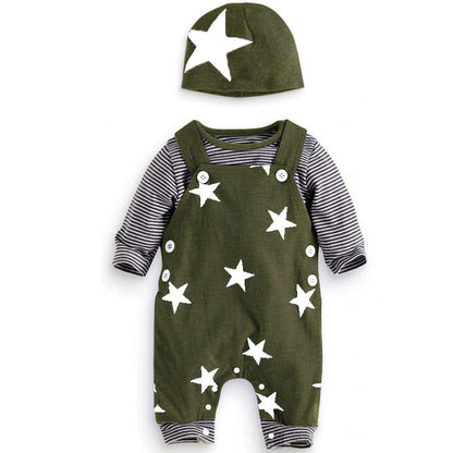 Top Striped Tee Strap Pants Children's Suit