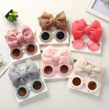 Children's Sunglasses Bow Headband Combination Set