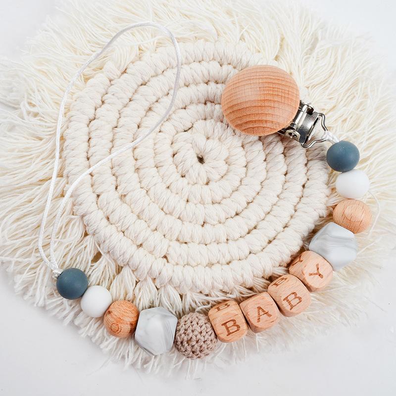 Beech Nipple Clip Handmade BABY Silicone Beads Anti-drop Chain