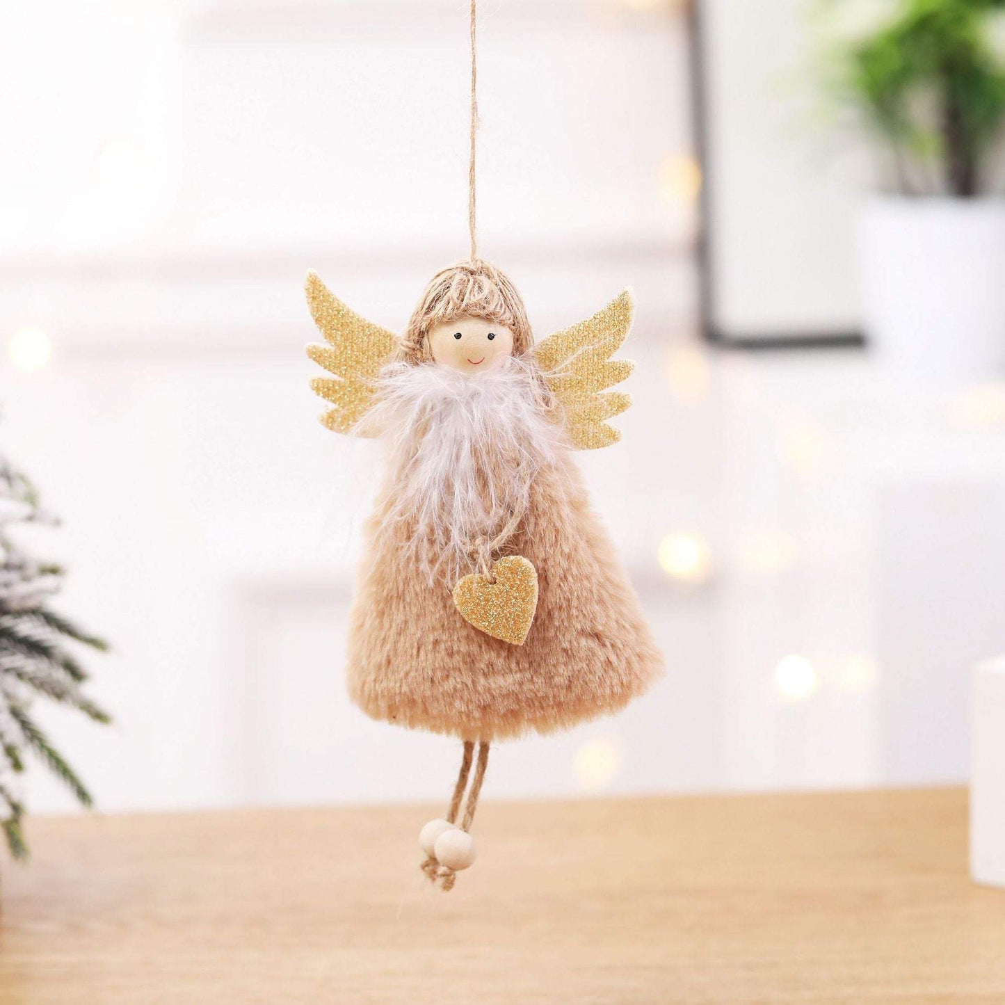 Love Plush Feather Angel Christmas Tree Ornaments