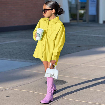 Girls' Casual Loose Shirt Long Sleeve Petticoat