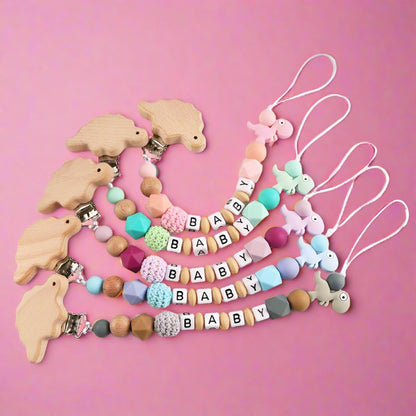 Natural Beech Baby Pacifier Clip Silicone Anti-drop Chain