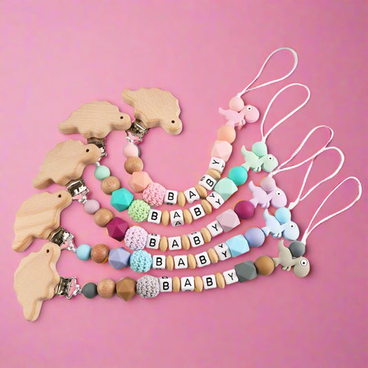 Natural Beech Baby Pacifier Clip Silicone Anti-drop Chain