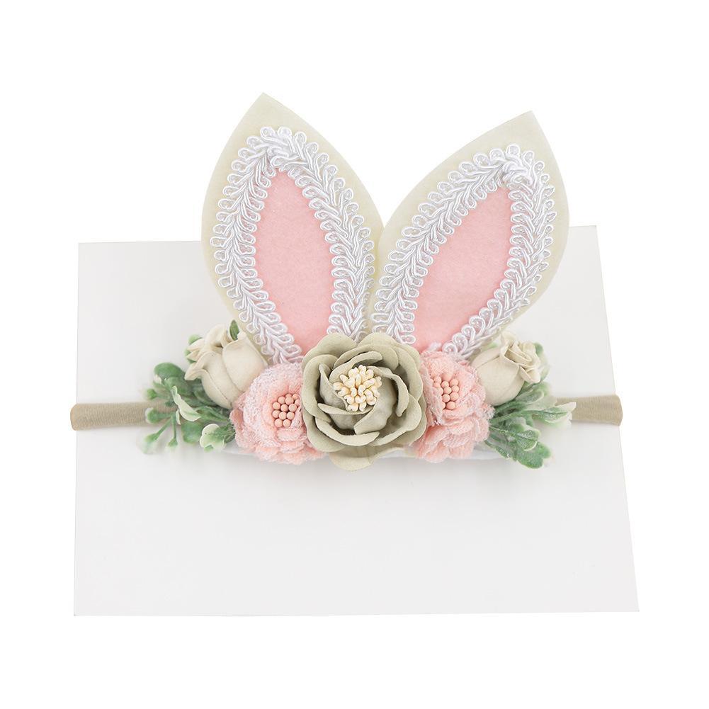 Children's Artificial Flower Hair Tie Handmade Rabbit Ear Headband