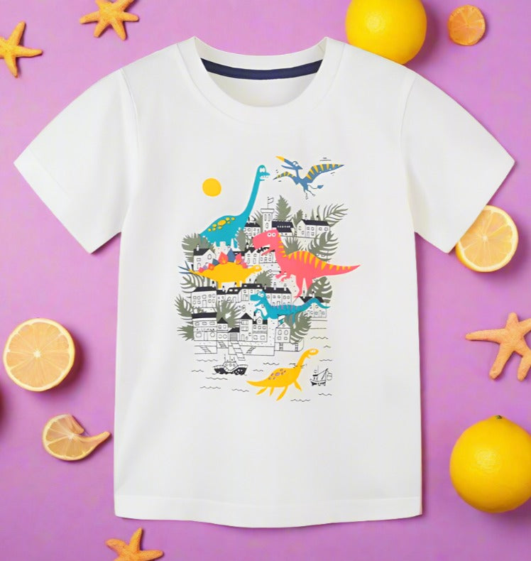 Children's round neck cartoon printed bottom shirt