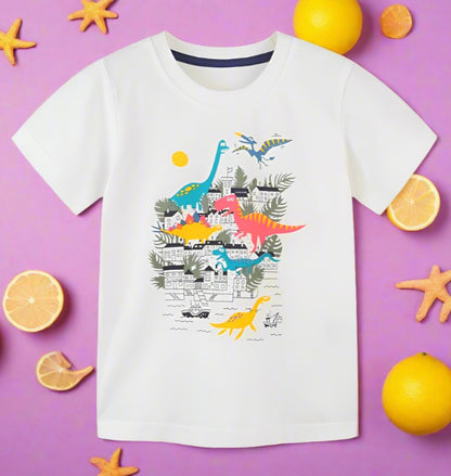 Children's round neck cartoon printed bottom shirt