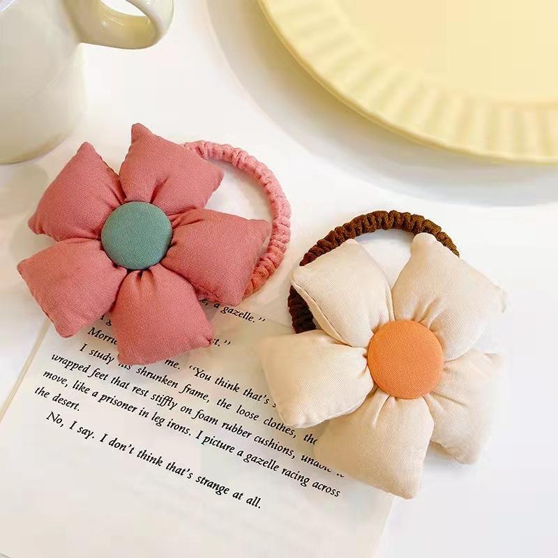 Girl's Big Flower Thick Rubber Band Fabric Hair Ring