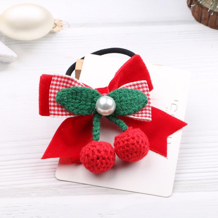 Children's Hair Accessories Red Wool Cherry Hair Tie