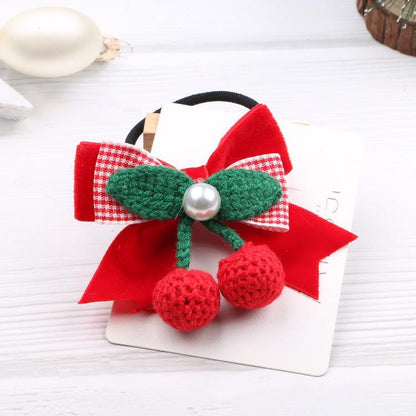 Children's Hair Accessories Red Wool Cherry Hair Tie