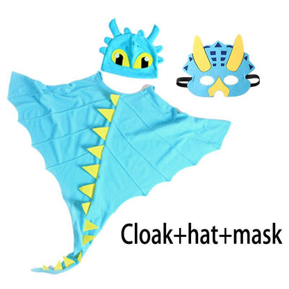 Dinosaur Cape Hat Mask Children Dress Up Halloween Cosplay