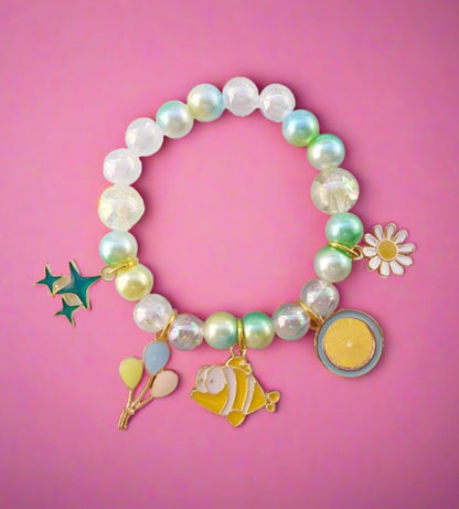 Girl's Cute Cartoon Pendant Beaded Bracelet