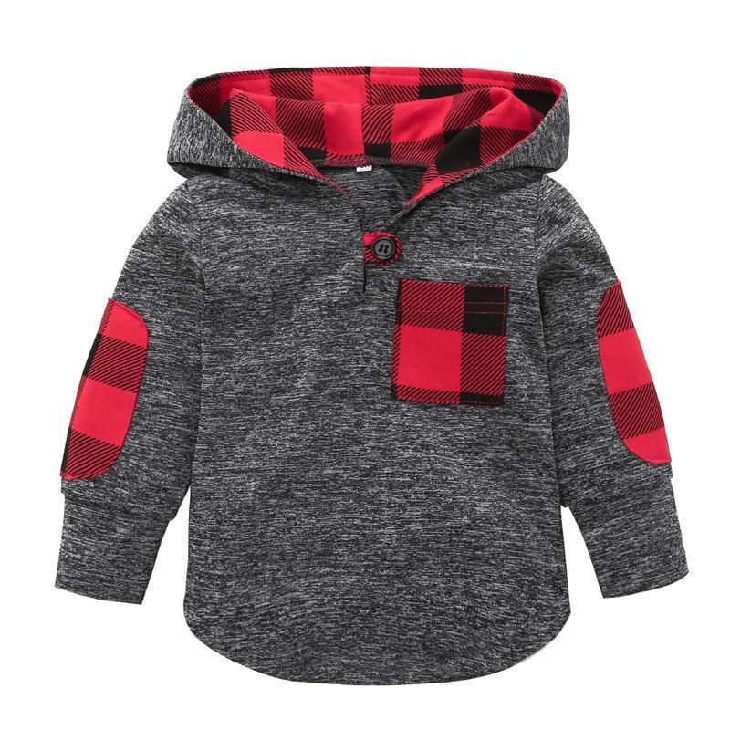 Kids Top Plaid Colorblock Hoodie