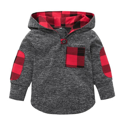 Kids Top Plaid Colorblock Hoodie