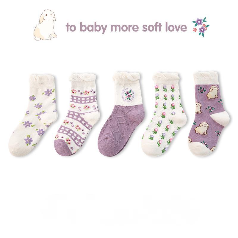 Children's Floral Cartoon Lace Cotton Socks