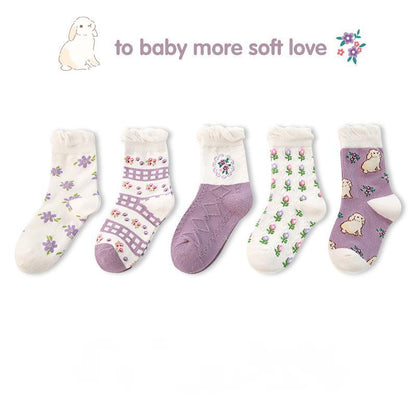 Children's Floral Cartoon Lace Cotton Socks