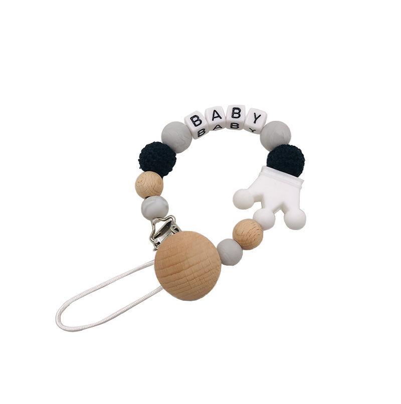 Silicone Crown Pacifier Clip Baby Teether Toy Anti-drop Chain