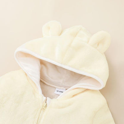 Children's Hooded Zip Shirt Solid Color Coat